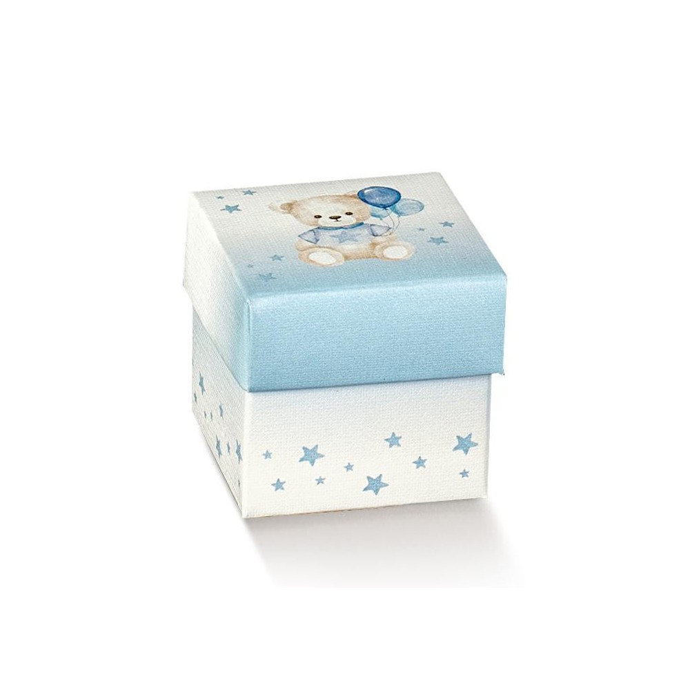 SCATOLA FONDO E COPERCHIO 50X50X50 ORSETTO AZZURRO